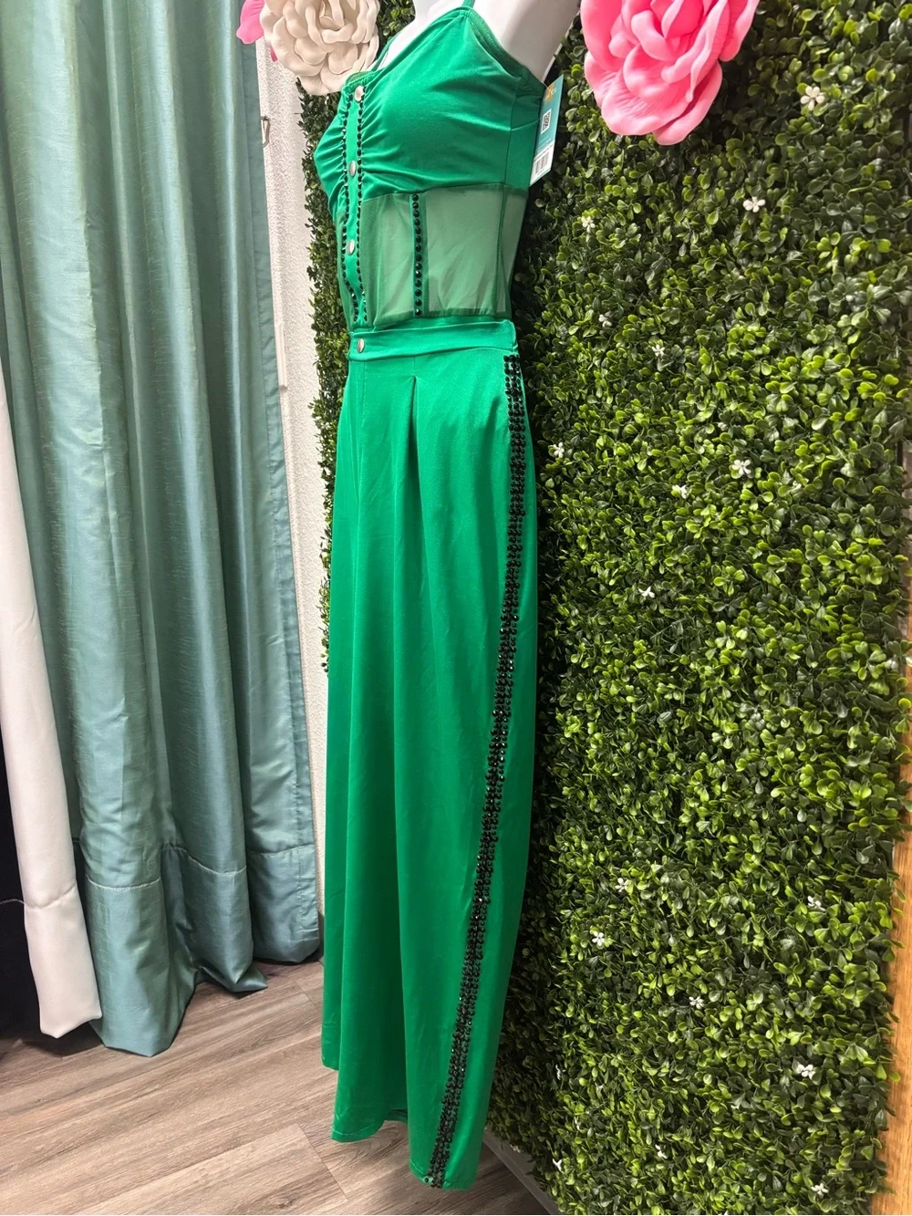 Green Girls' Dance Costume Two-Piece Set
